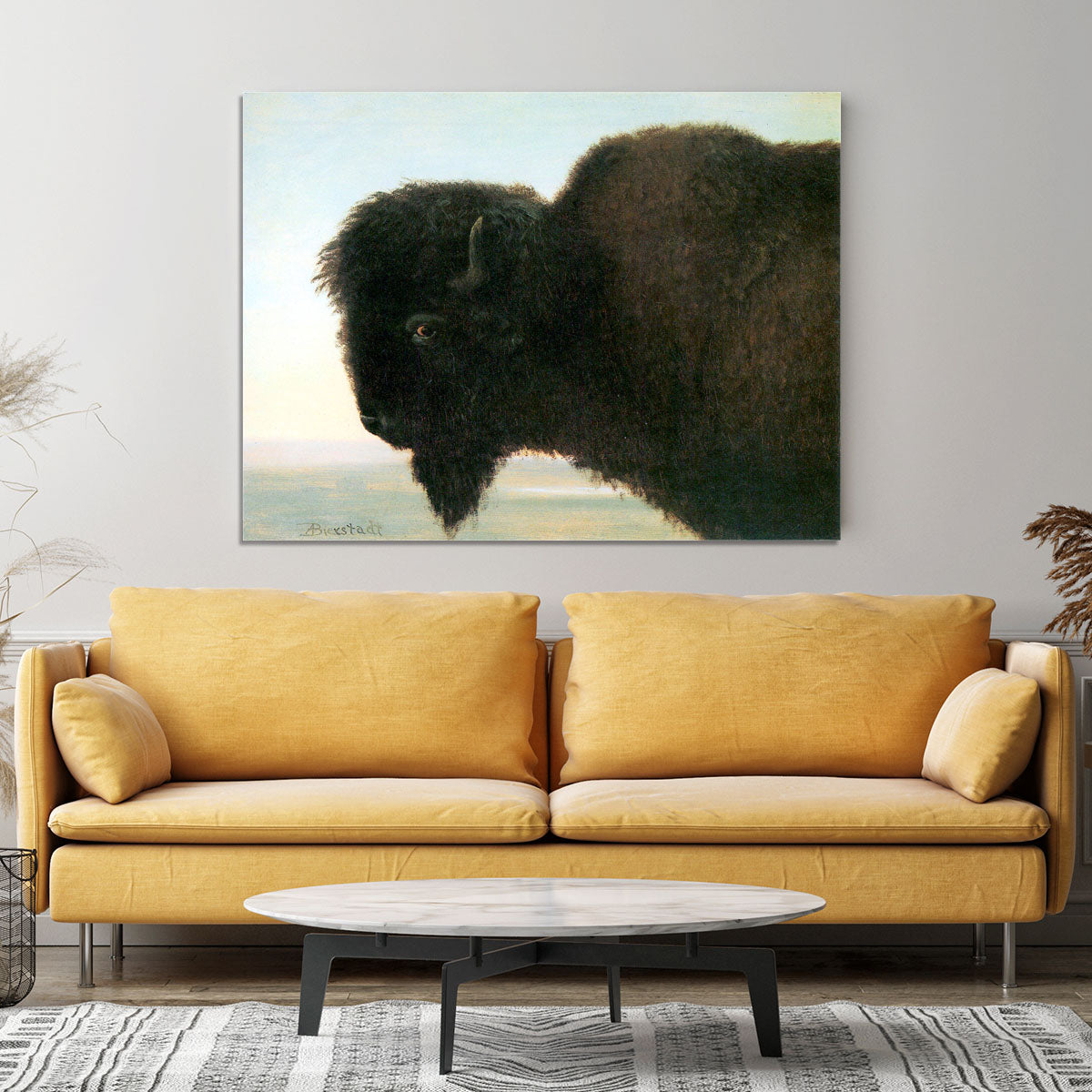 Buffalo Head by Bierstadt Canvas Print or Poster - Canvas Art Rocks - 4
