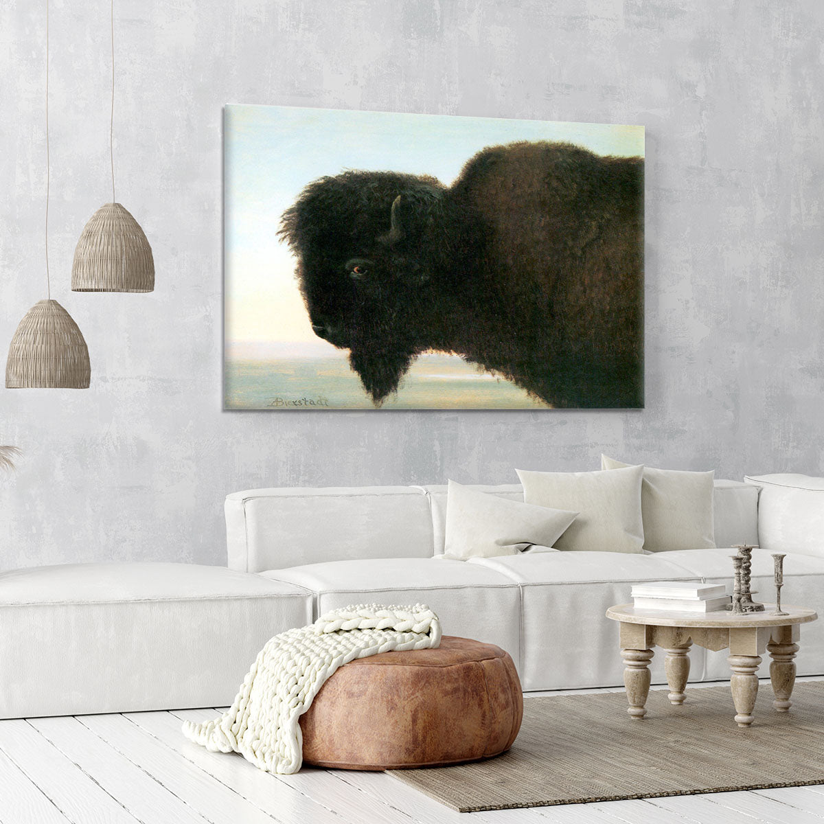 Buffalo Head by Bierstadt Canvas Print or Poster - Canvas Art Rocks - 6