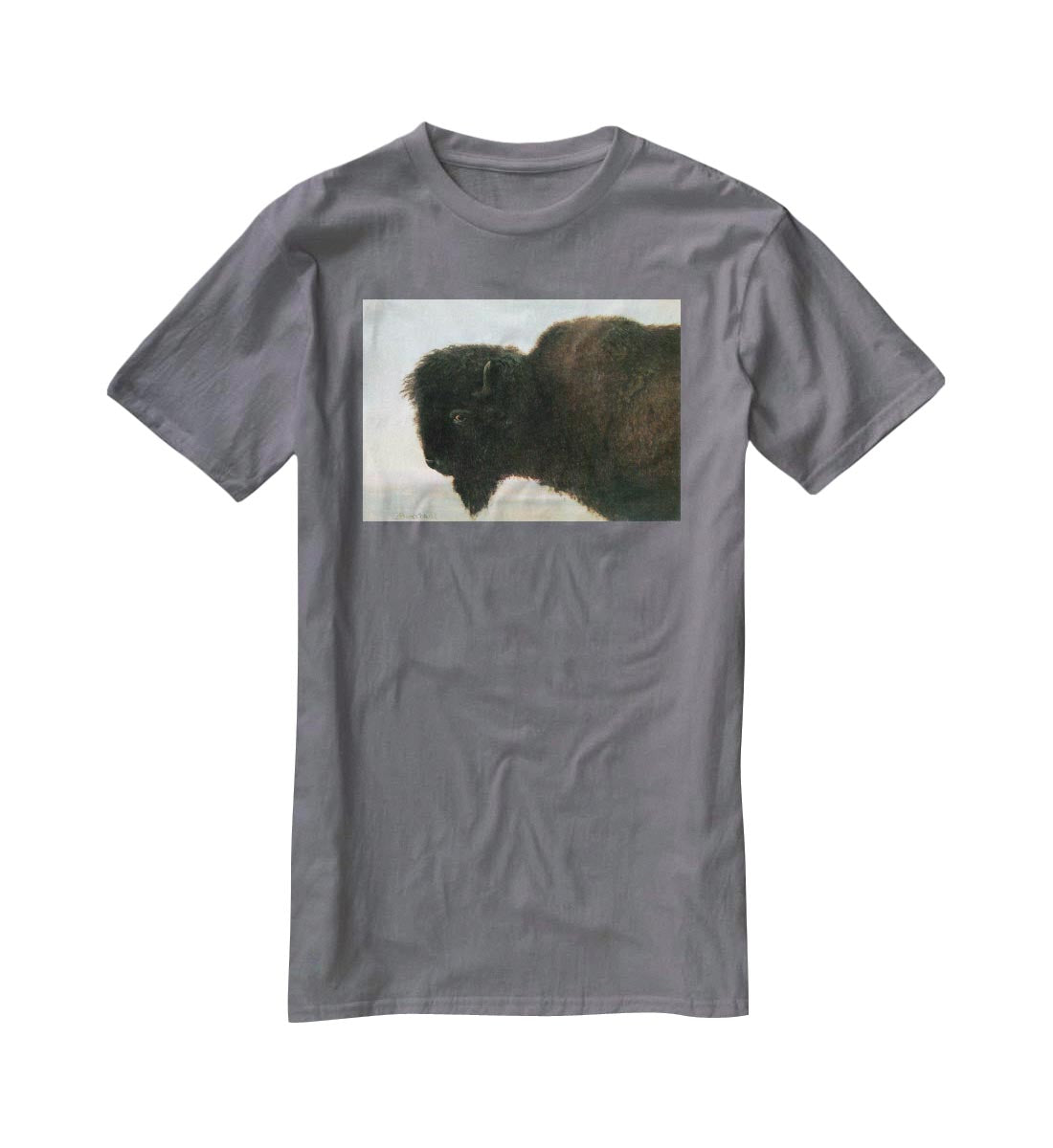 Buffalo Head by Bierstadt T-Shirt - Canvas Art Rocks - 3
