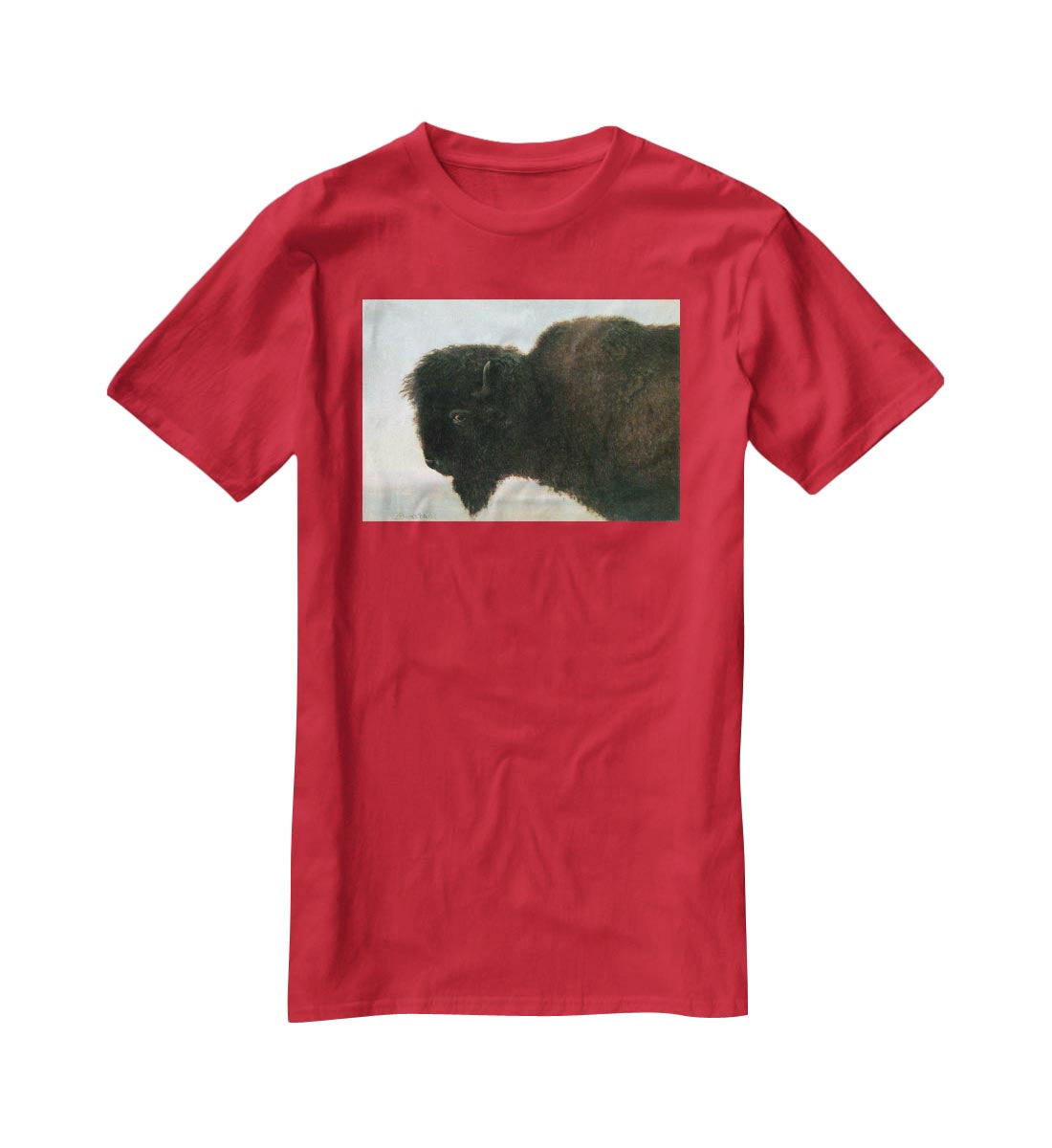 Buffalo Head by Bierstadt T-Shirt - Canvas Art Rocks - 4