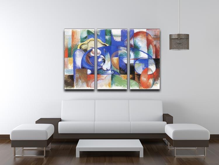 Bull by Franz Marc 3 Split Panel Canvas Print - Canvas Art Rocks - 3