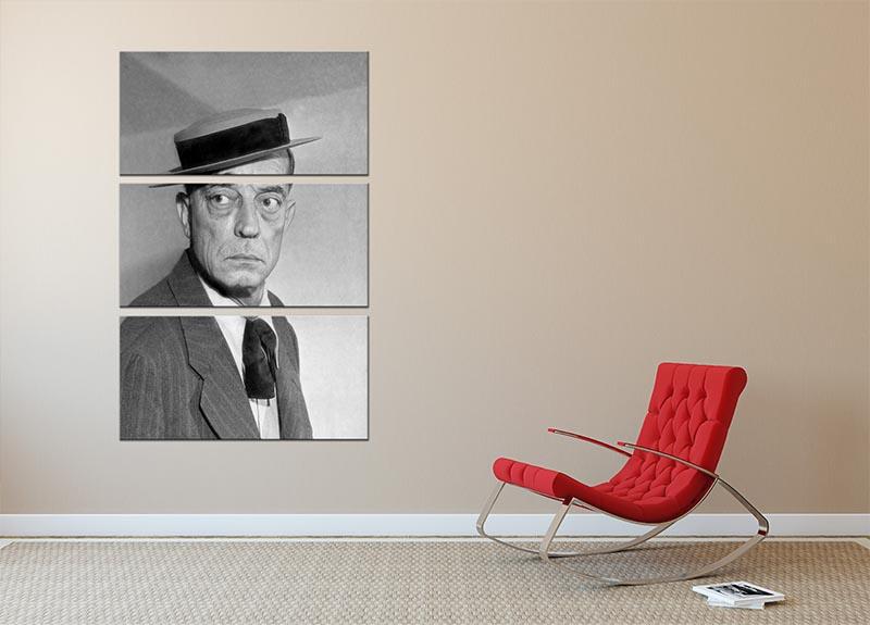Buster Keaton 3 Split Panel Canvas Print - Canvas Art Rocks - 2