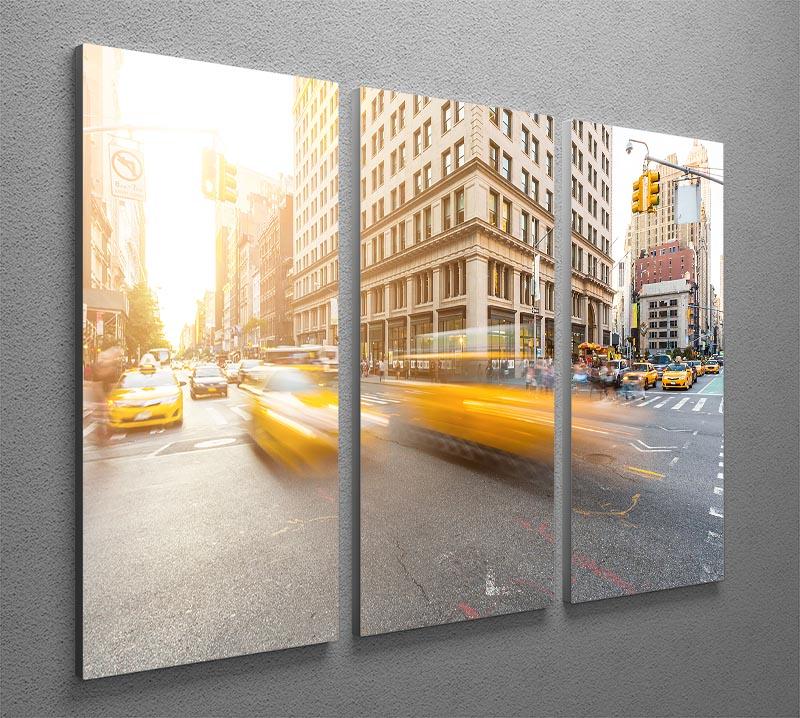 Busy road intersection in Manhattan 3 Split Panel Canvas Print - Canvas Art Rocks - 2