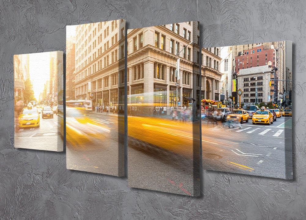 Busy road intersection in Manhattan 4 Split Panel Canvas  - Canvas Art Rocks - 2