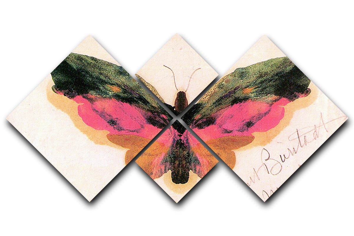 Butterfly by Bierstadt 4 Square Multi Panel Canvas - Canvas Art Rocks - 1