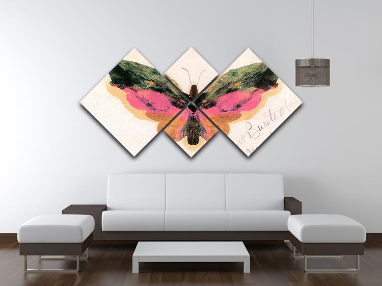 Butterfly by Bierstadt 4 Square Multi Panel Canvas - Canvas Art Rocks - 3