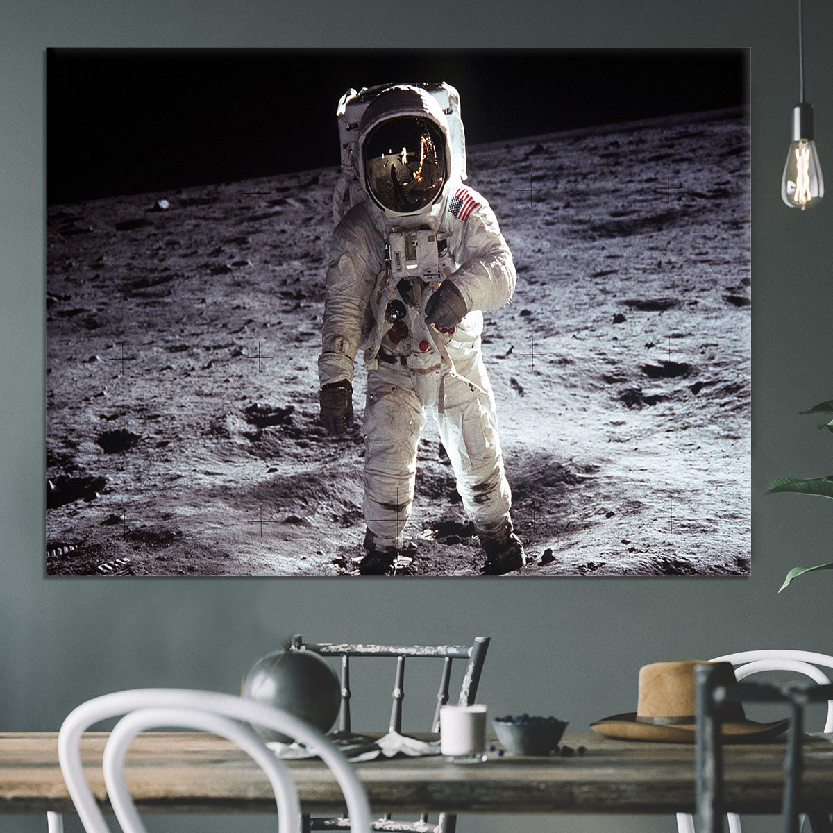 Buzz Aldrin Astronaut Man On Moon Canvas Print or Poster - Canvas Art Rocks - 3