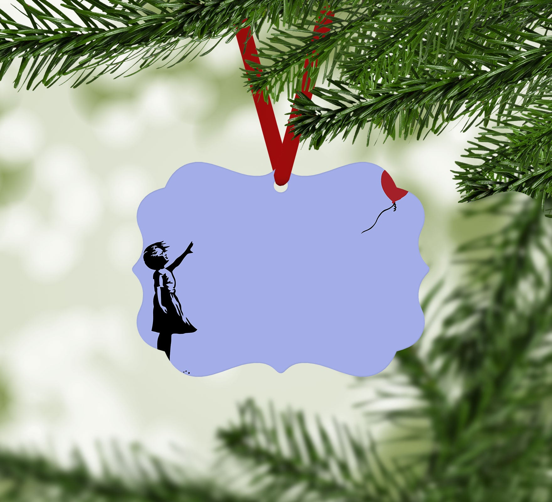 Banksy Balloon Heart Girl Blue Christmas Ornament