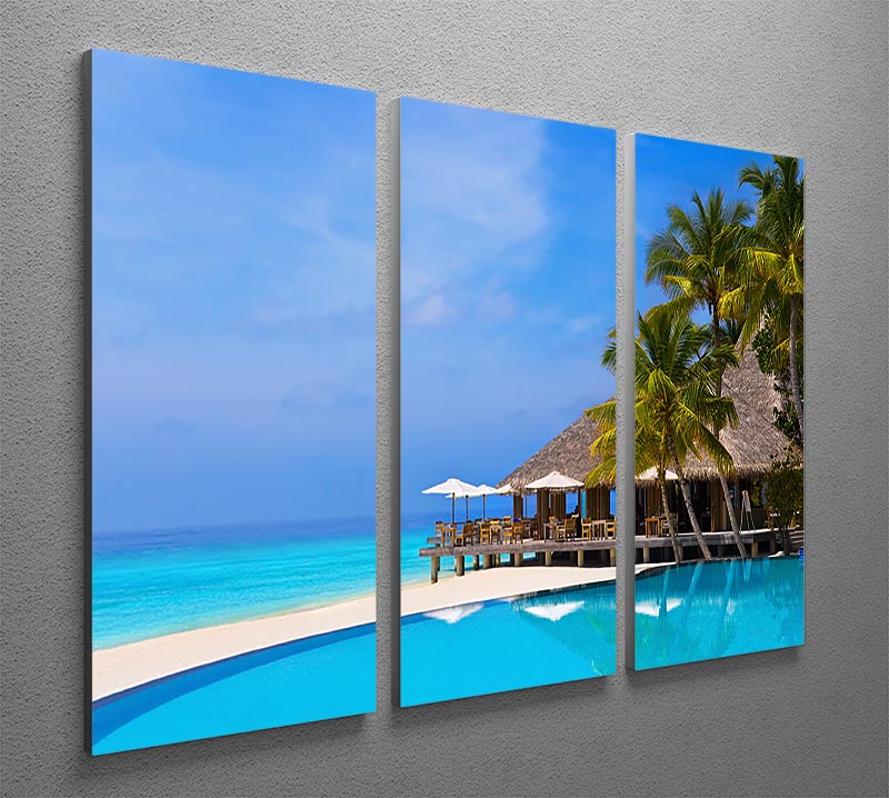 Cafe and pool on a tropical beach 3 Split Panel Canvas Print - Canvas Art Rocks - 2