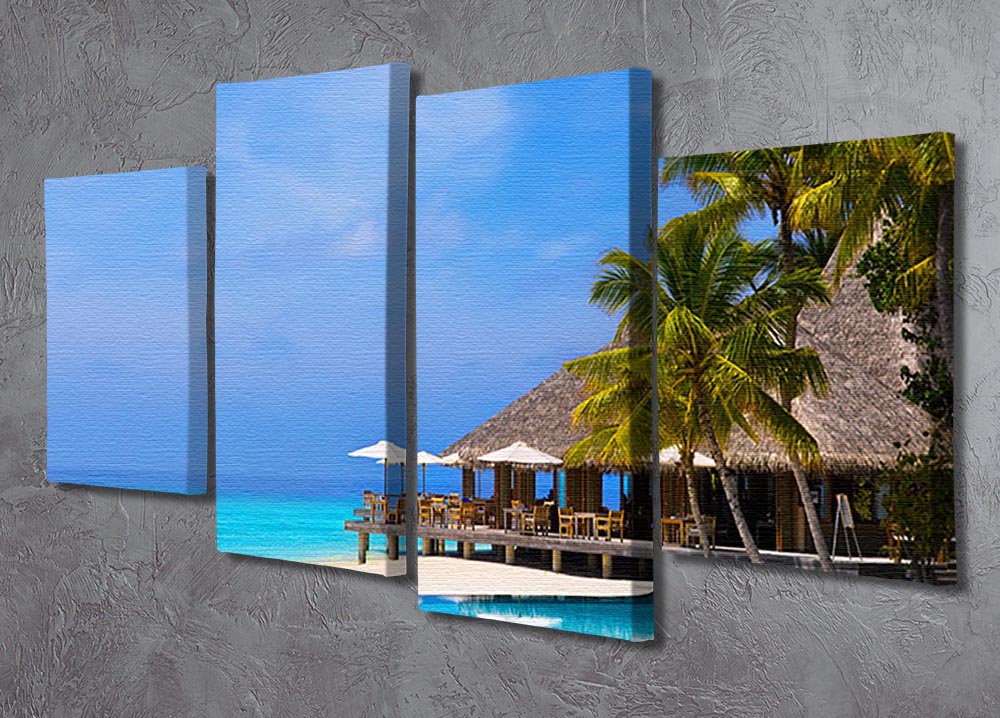 Cafe and pool on a tropical beach 4 Split Panel Canvas - Canvas Art Rocks - 2