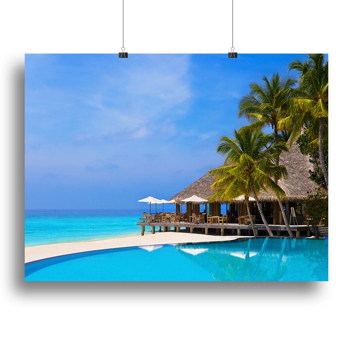 Cafe and pool on a tropical beach Canvas Print or Poster - Canvas Art Rocks - 2