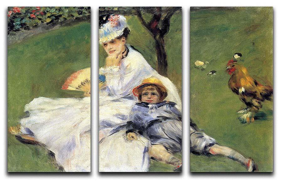 Camille Monet and her son Jean in the garden of Argenteuil by Renoir 3 Split Panel Canvas Print - Canvas Art Rocks - 1