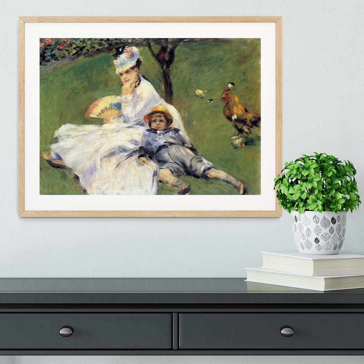 Camille Monet and her son Jean in the garden of Argenteuil by Renoir Framed Print - Canvas Art Rocks - 3