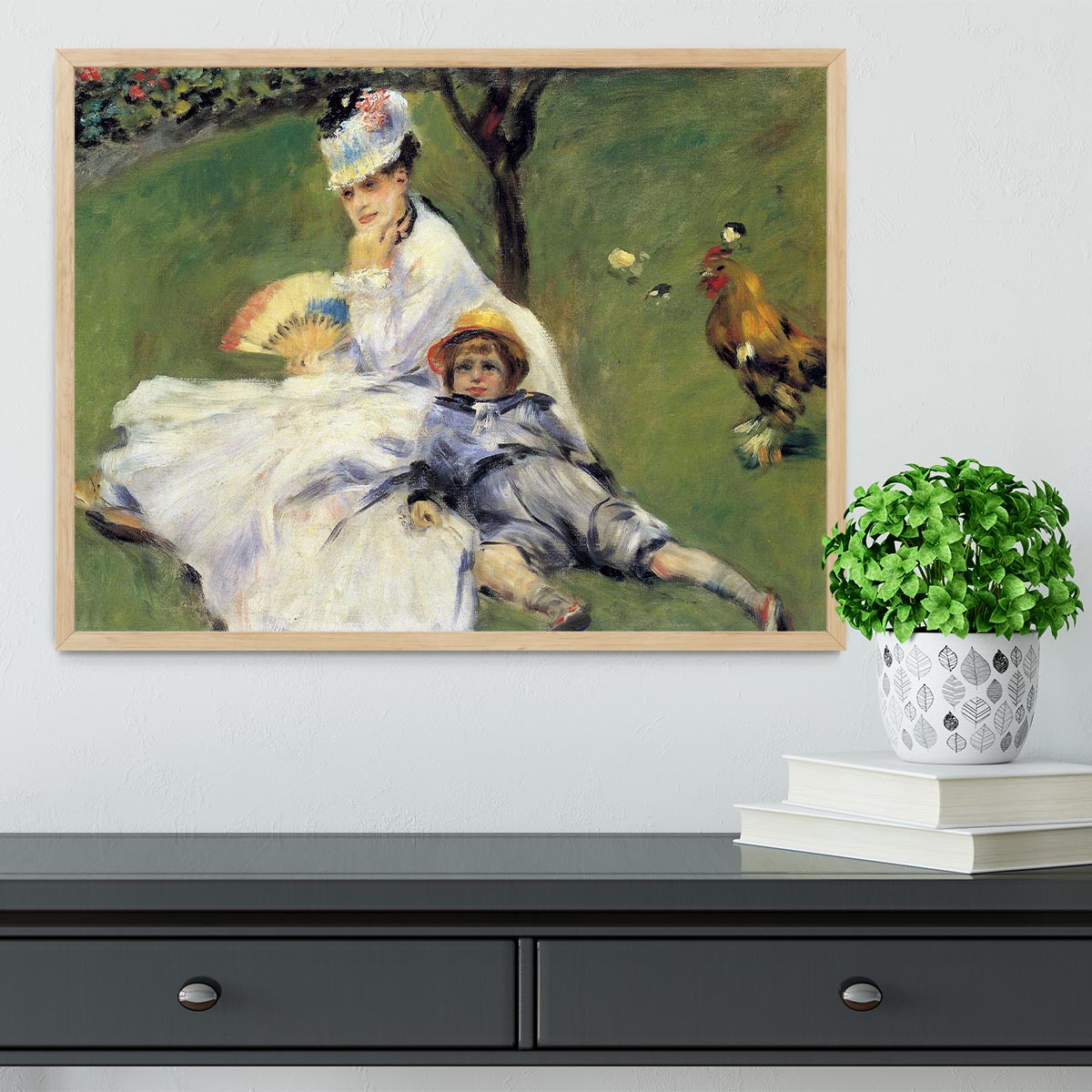 Camille Monet and her son Jean in the garden of Argenteuil by Renoir Framed Print - Canvas Art Rocks - 4