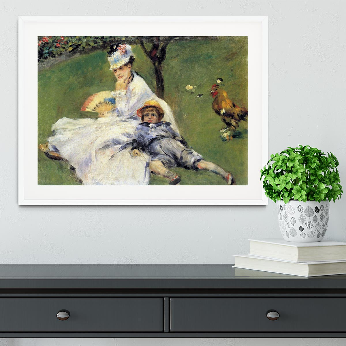 Camille Monet and her son Jean in the garden of Argenteuil by Renoir Framed Print - Canvas Art Rocks - 5