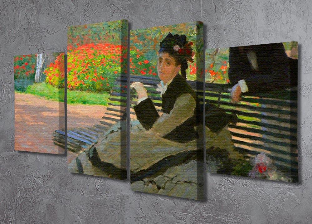 Camille Monet on a garden bench by Monet 4 Split Panel Canvas - Canvas Art Rocks - 2
