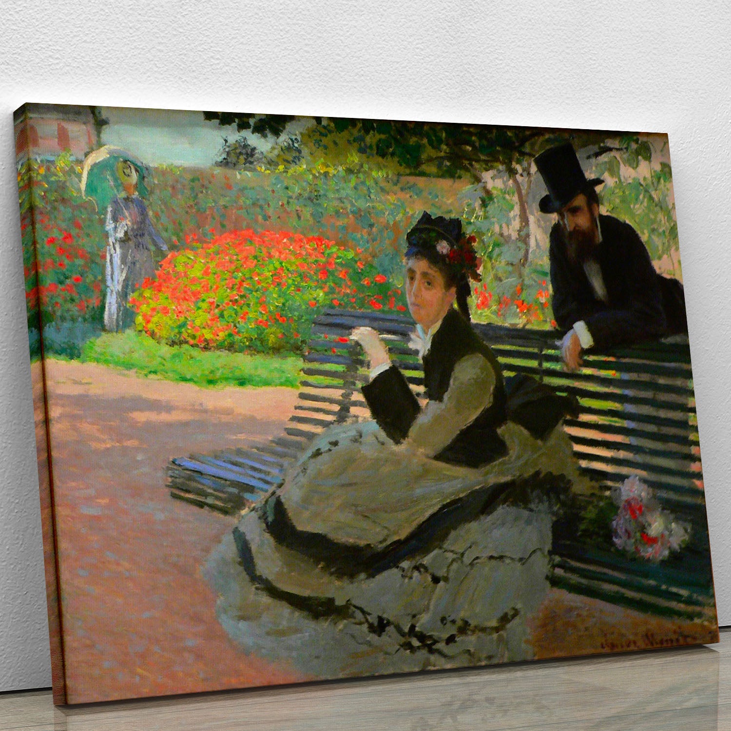 Camille Monet on a garden bench by Monet Canvas Print or Poster - Canvas Art Rocks - 1