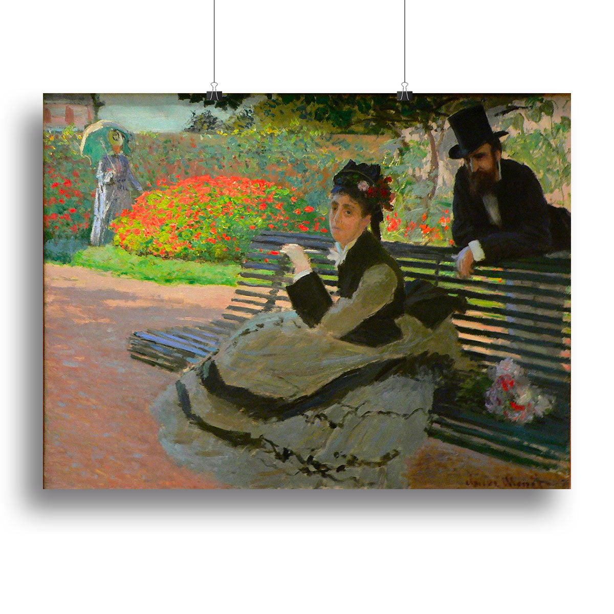 Camille Monet on a garden bench by Monet Canvas Print or Poster - Canvas Art Rocks - 2