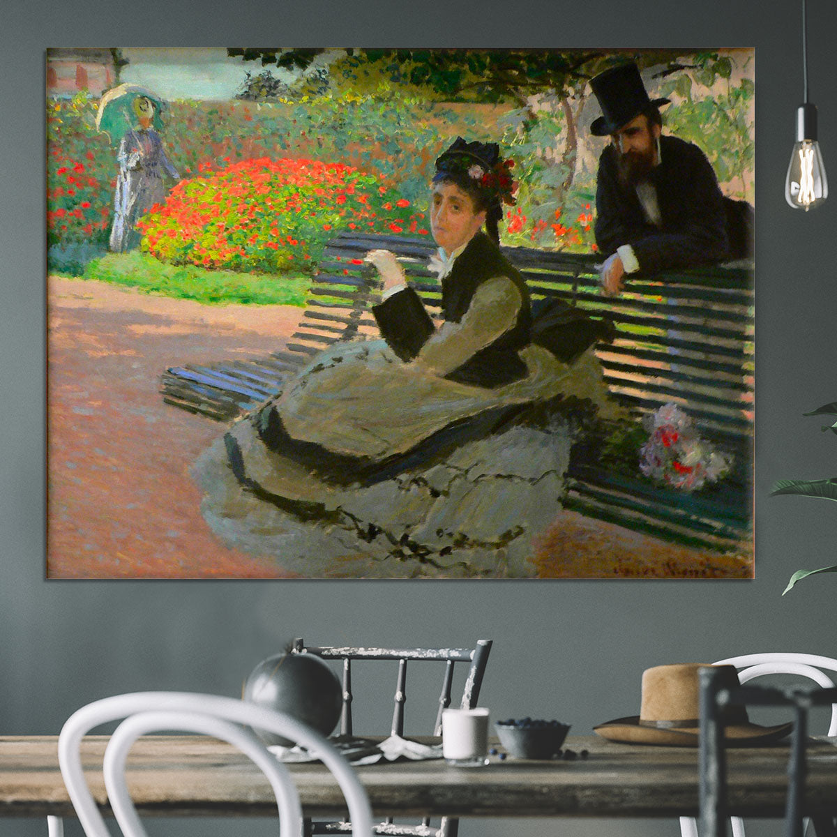 Camille Monet on a garden bench by Monet Canvas Print or Poster - Canvas Art Rocks - 3