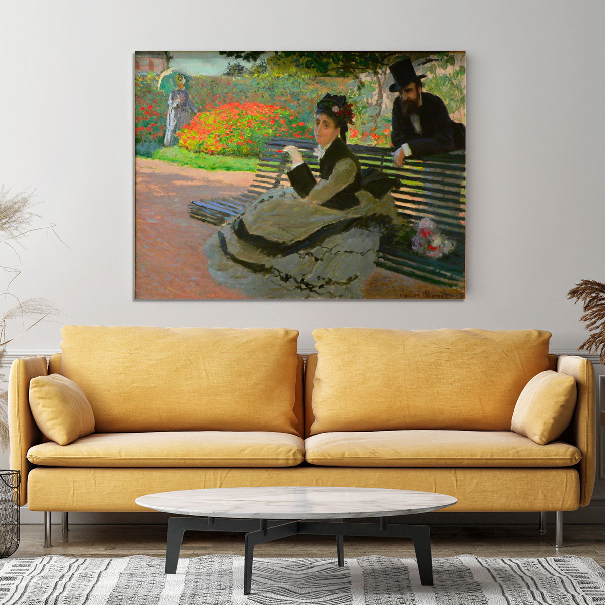 Camille Monet on a garden bench by Monet Canvas Print or Poster - Canvas Art Rocks - 4
