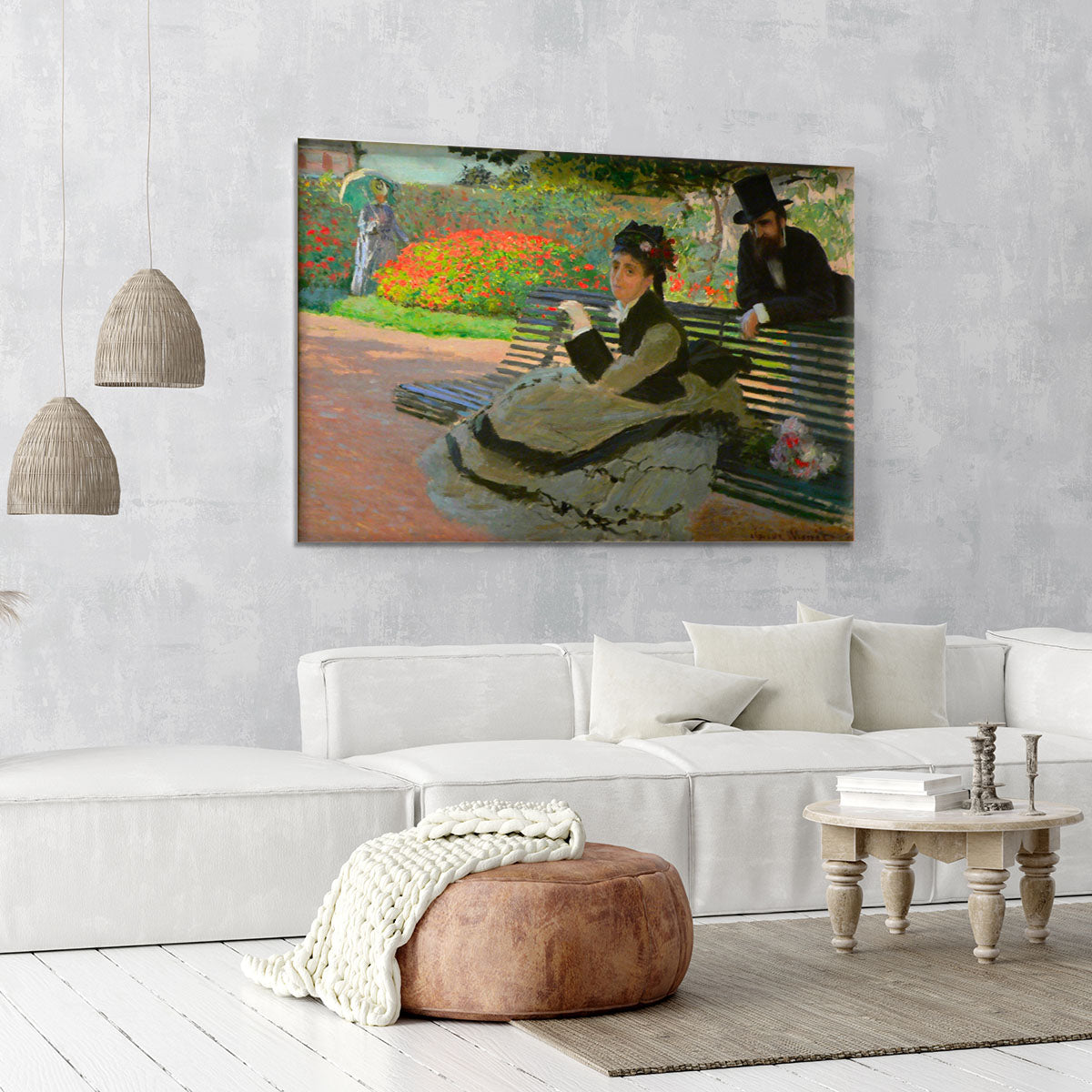 Camille Monet on a garden bench by Monet Canvas Print or Poster - Canvas Art Rocks - 6