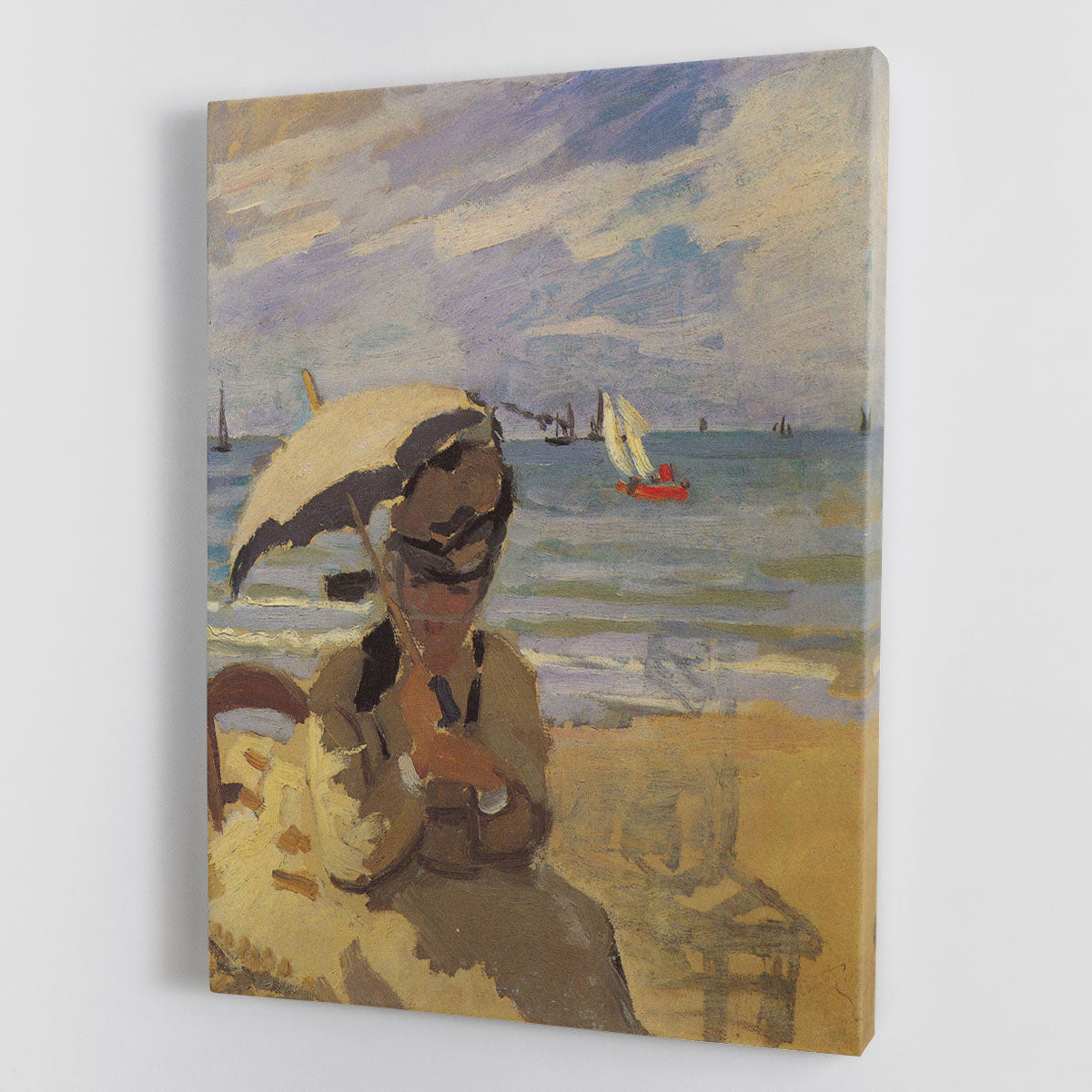 Camille Monet on the beach at Trouville by Monet Canvas Print or Poster - Canvas Art Rocks - 1
