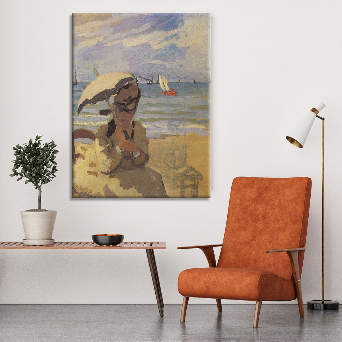 Camille Monet on the beach at Trouville by Monet Canvas Print or Poster - Canvas Art Rocks - 6