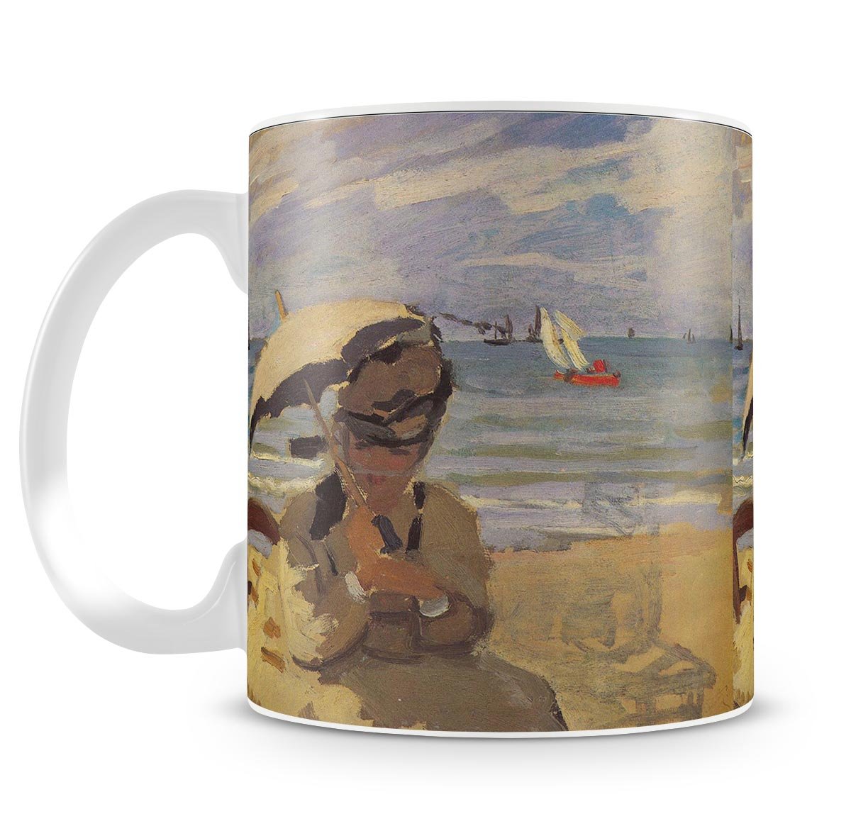 Camille Monet on the beach at Trouville by Monet Mug - Canvas Art Rocks - 4