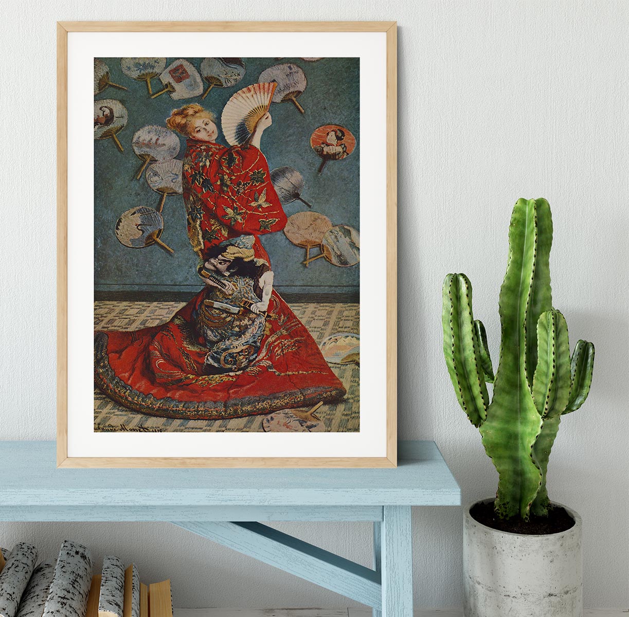 Camille in Japanese dress by Monet Framed Print - Canvas Art Rocks - 3