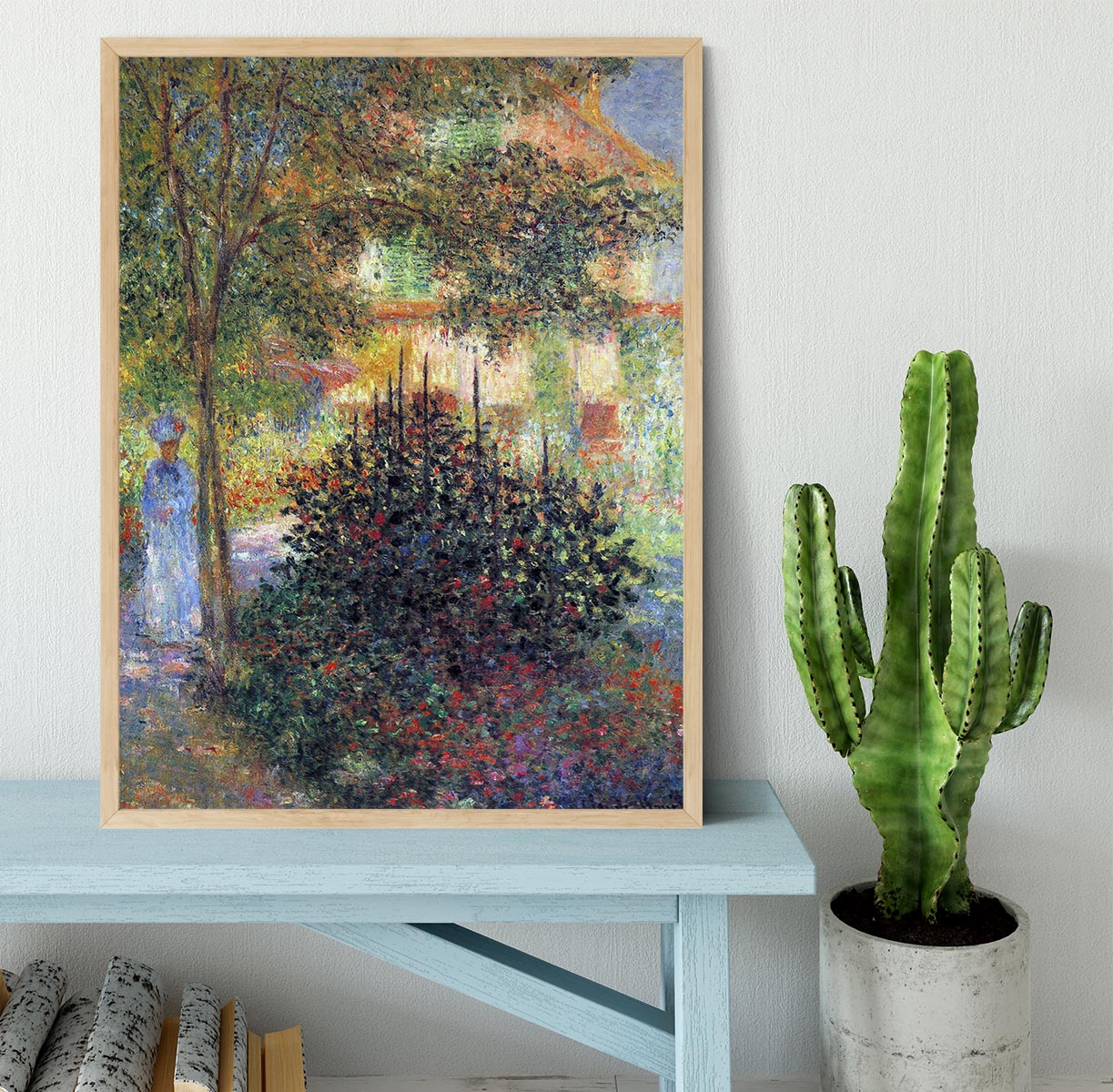 Camille in the garden of the house in Argenteuil by Monet Framed Print - Canvas Art Rocks - 4
