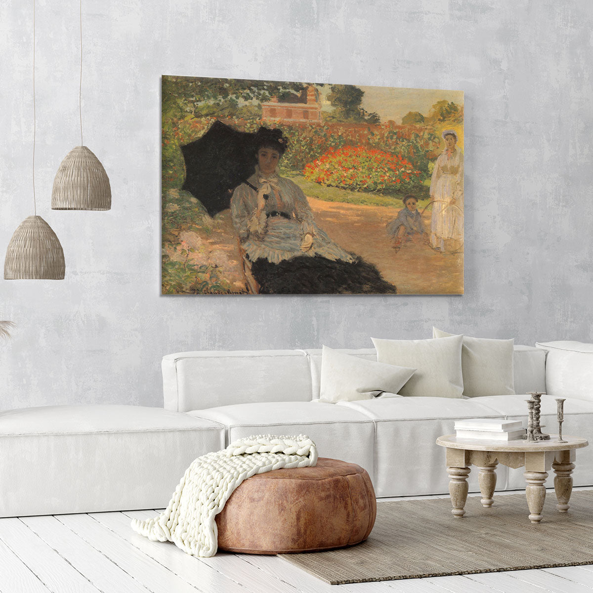 Camille in the garden with Jean and his nanny by Monet Canvas Print or Poster - Canvas Art Rocks - 6