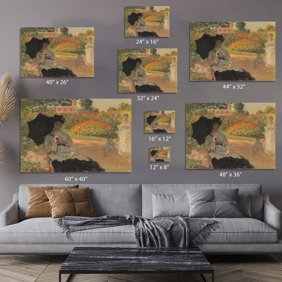 Camille in the garden with Jean and his nanny by Monet Canvas Print or Poster - Canvas Art Rocks - 7