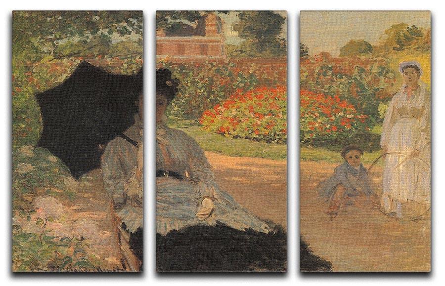 Camille in the garden with Jean and his nanny by Monet Split Panel Canvas Print - Canvas Art Rocks - 4