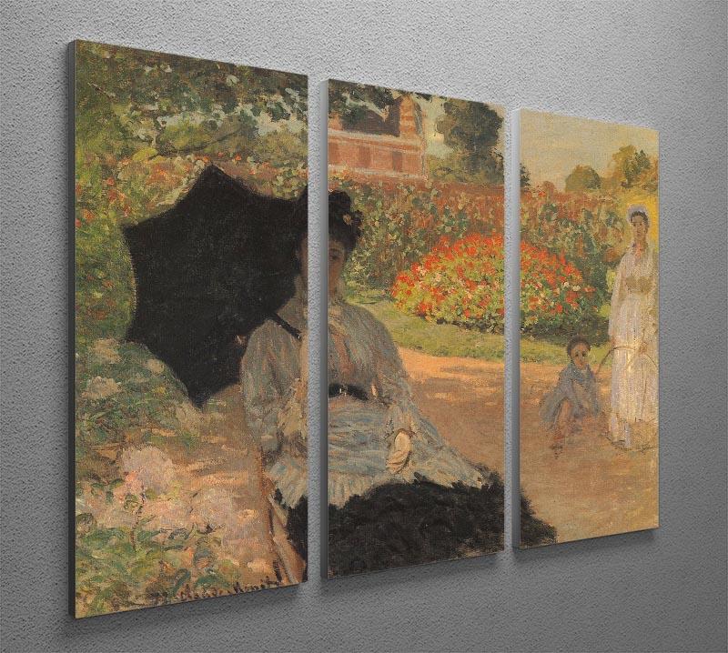 Camille in the garden with Jean and his nanny by Monet Split Panel Canvas Print - Canvas Art Rocks - 4