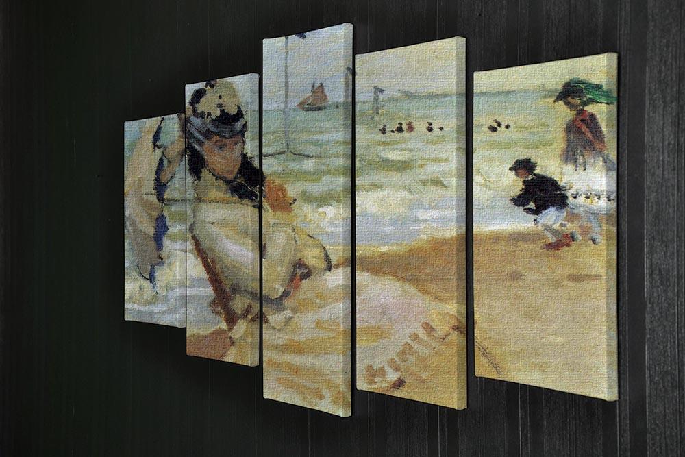 Camille on the beach at Trouville by Monet 5 Split Panel Canvas - Canvas Art Rocks - 2