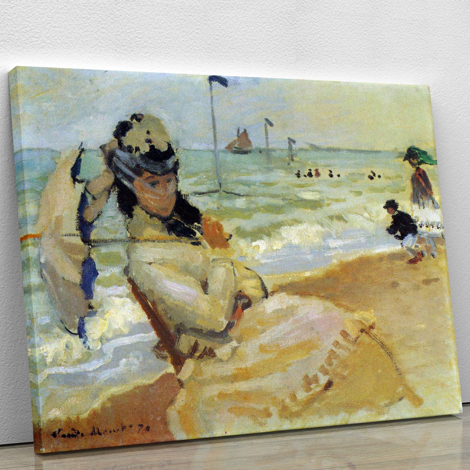 Camille on the beach at Trouville by Monet Canvas Print or Poster - Canvas Art Rocks - 1