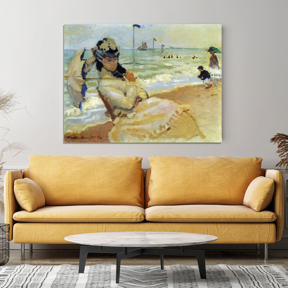 Camille on the beach at Trouville by Monet Canvas Print or Poster - Canvas Art Rocks - 4