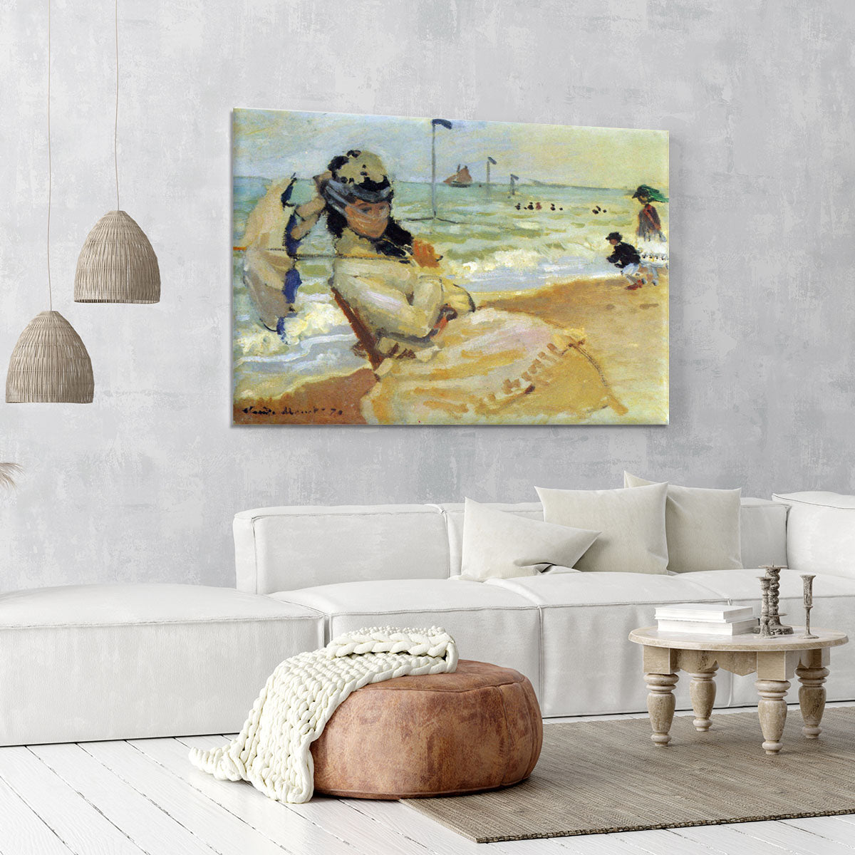 Camille on the beach at Trouville by Monet Canvas Print or Poster - Canvas Art Rocks - 6