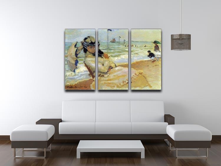 Camille on the beach at Trouville by Monet Split Panel Canvas Print - Canvas Art Rocks - 4