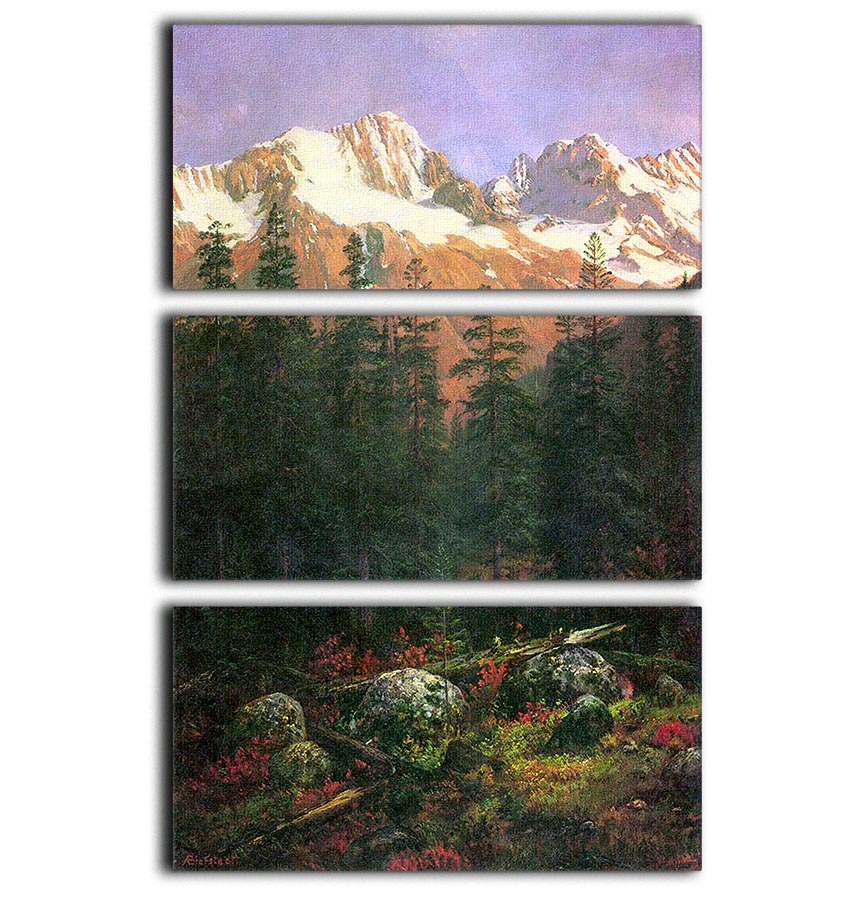 Canadian Rockies by Bierstadt 3 Split Panel Canvas Print - Canvas Art Rocks - 1