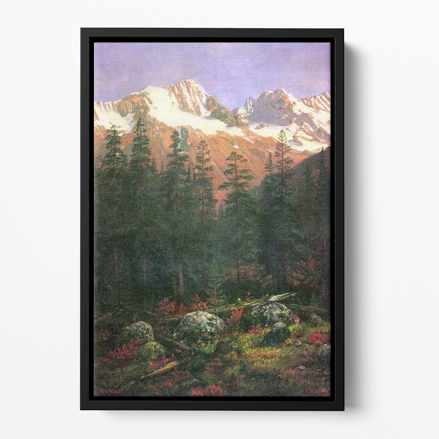 Canadian Rockies by Bierstadt Floating Framed Canvas - Canvas Art Rocks - 2