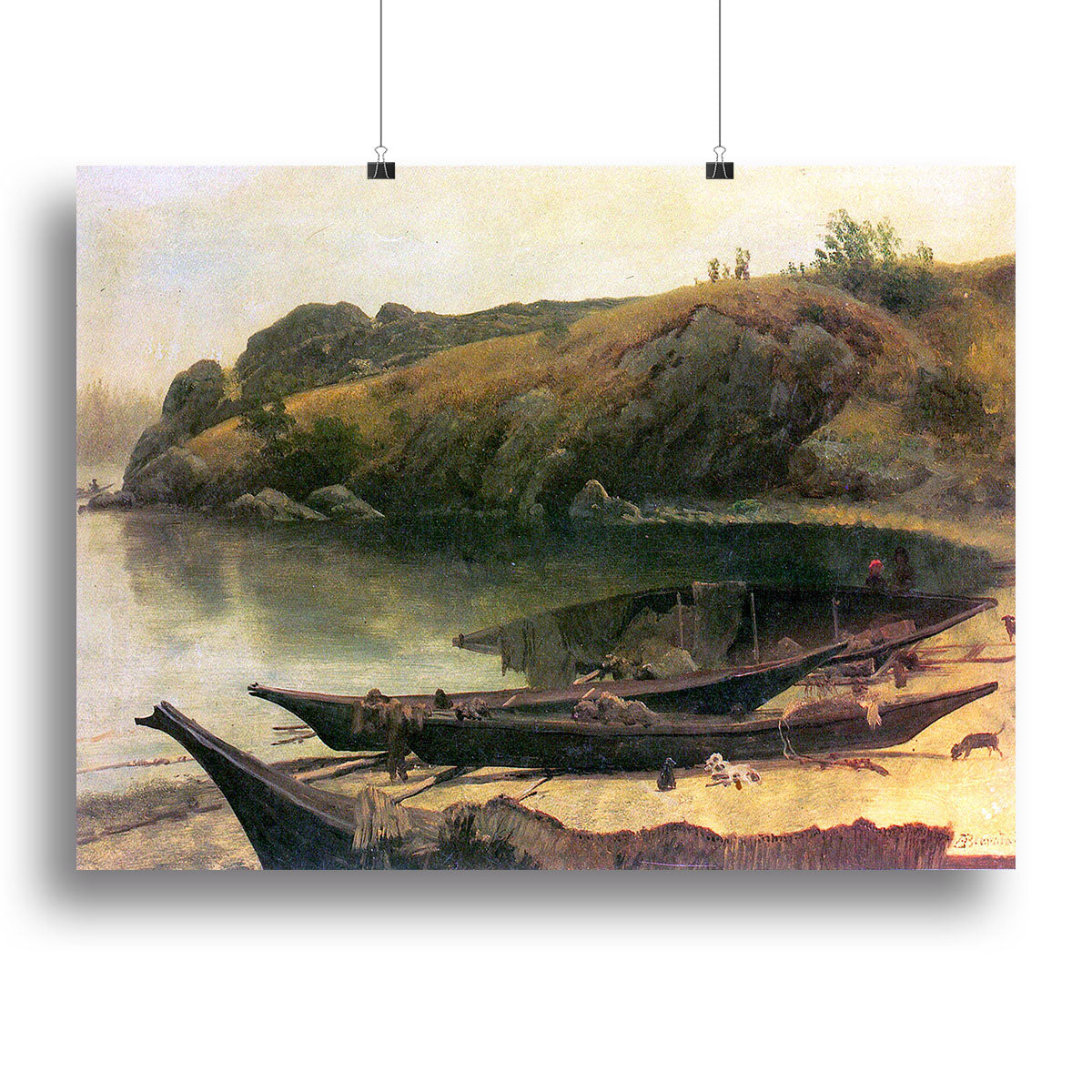 Canoes by Bierstadt Canvas Print or Poster - Canvas Art Rocks - 2