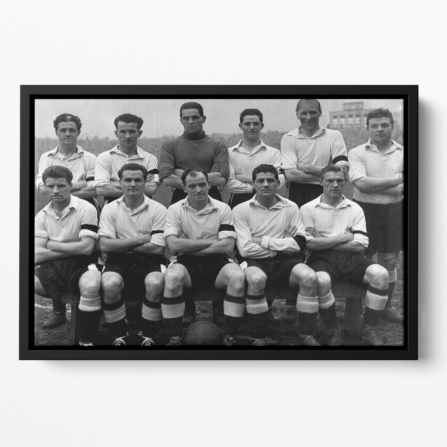 Cardiff City Football Club Team Photo 1956 Floating Framed Canvas - Canvas Art Rocks - 2