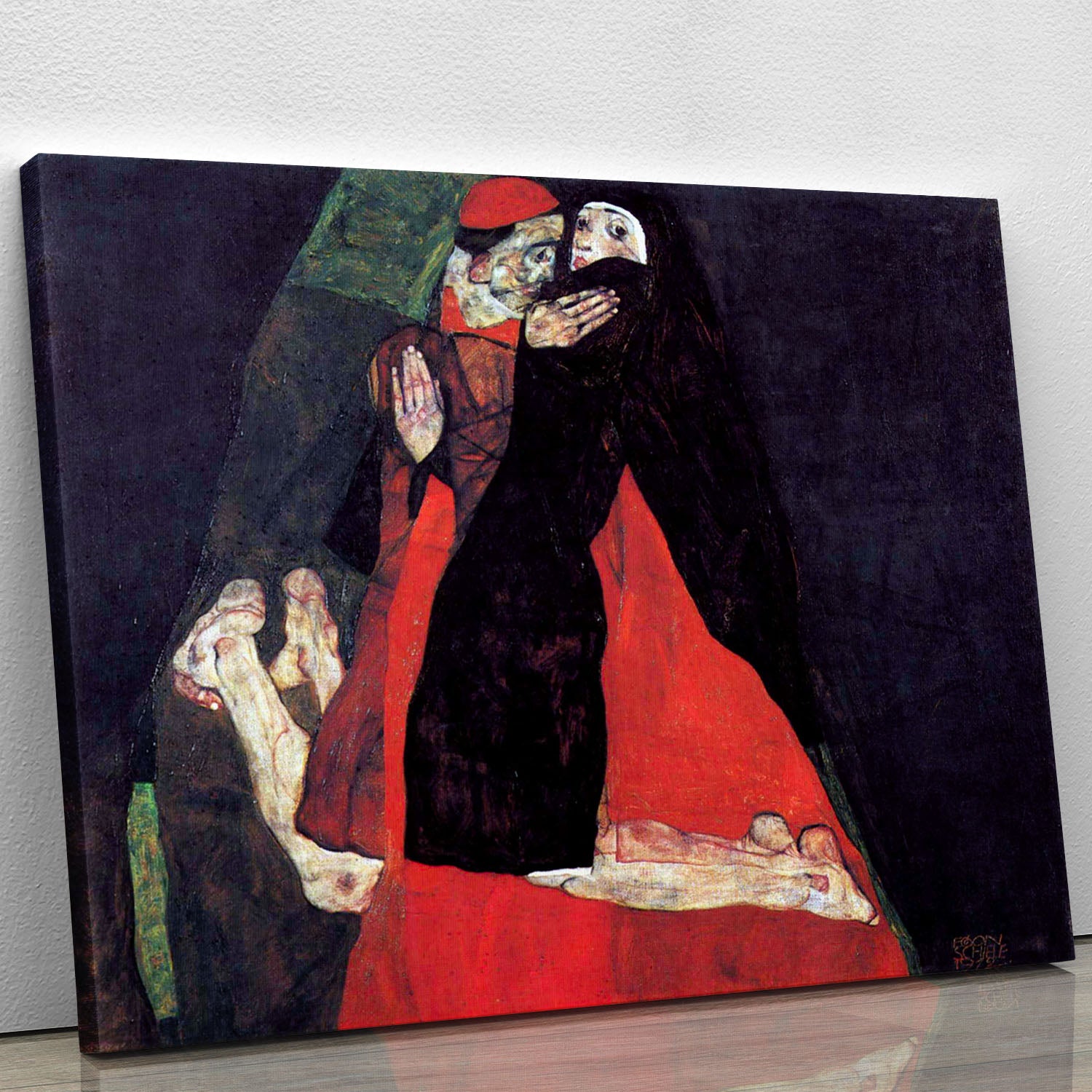 Cardinal and Nun or The caress by Egon Schiele Canvas Print or Poster - Canvas Art Rocks - 1