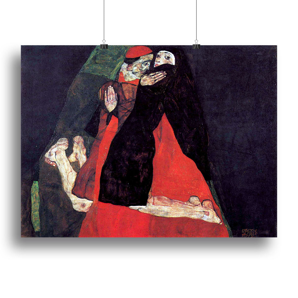 Cardinal and Nun or The caress by Egon Schiele Canvas Print or Poster - Canvas Art Rocks - 2