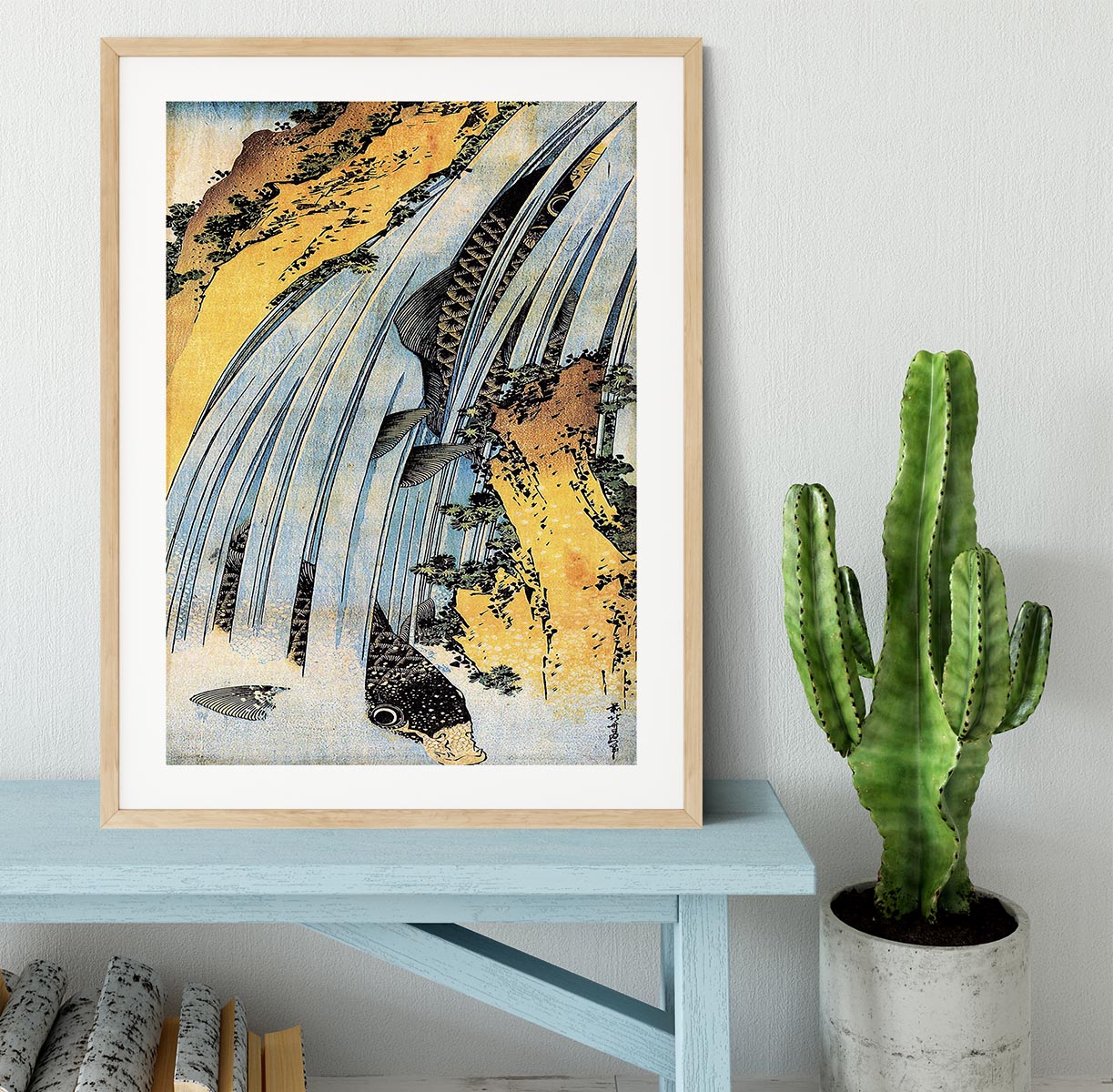Carps ascending waterfall by Hokusai Framed Print - Canvas Art Rocks - 3