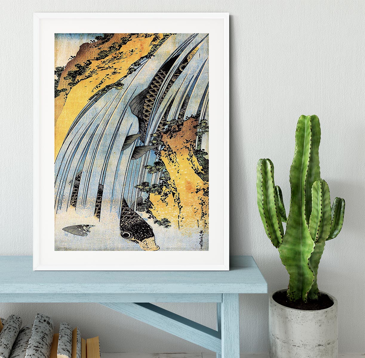 Carps ascending waterfall by Hokusai Framed Print - Canvas Art Rocks - 5