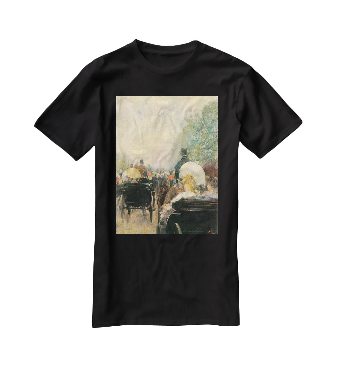 Carriage Parade by Hassam T-Shirt - Canvas Art Rocks - 1
