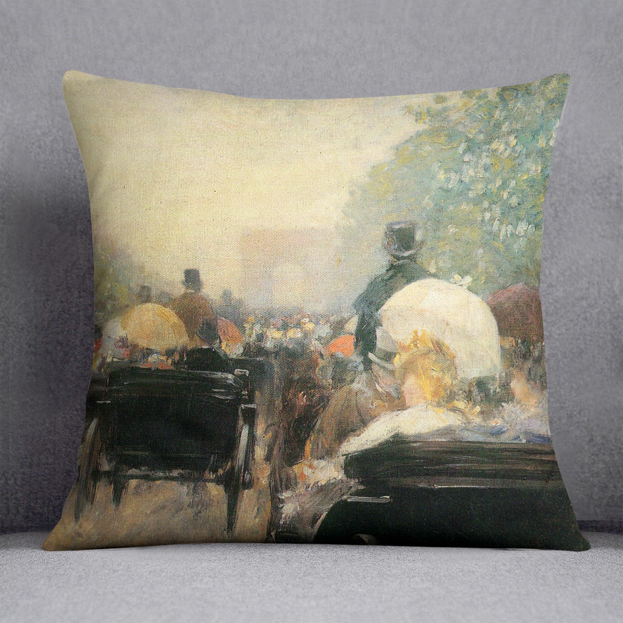 Carriage Parade by Hassam Cushion - Canvas Art Rocks - 1