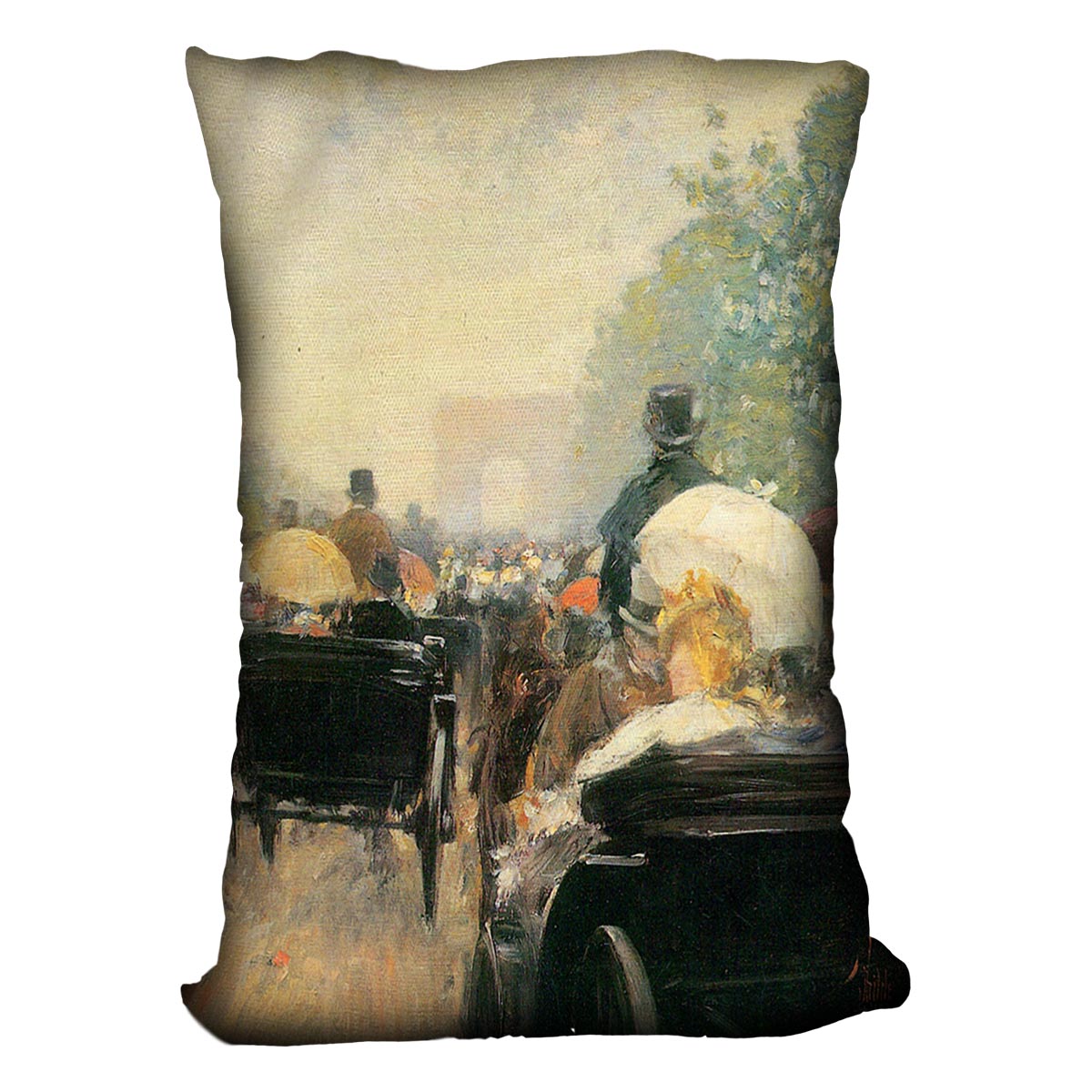 Carriage Parade by Hassam Cushion - Canvas Art Rocks - 4